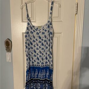 PJ Salvage White Blue Boho Print Dress Small